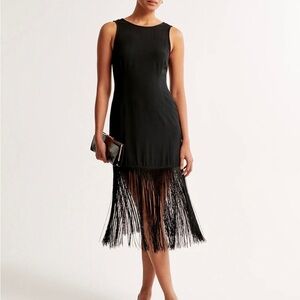 Abercrombie & Fitch Black Sleeveless Fringe Dress